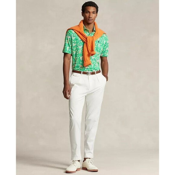 Polo Ralph Lauren Men's Classic-Fit Floral Soft Cotton Polo Shirt Green Multi M - Picture 4 of 10